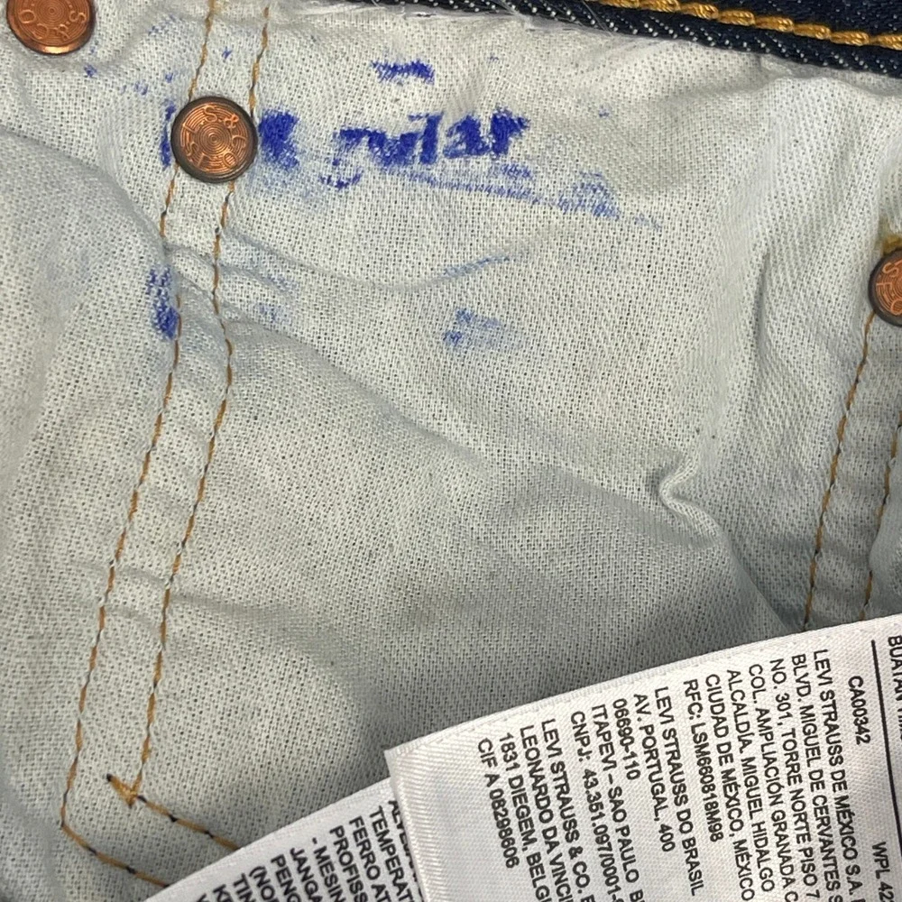 NEW‎ Levis 501 BUTTON FLY Original Fit Straight 35x30 Dark Wash Denim Blue Jeans